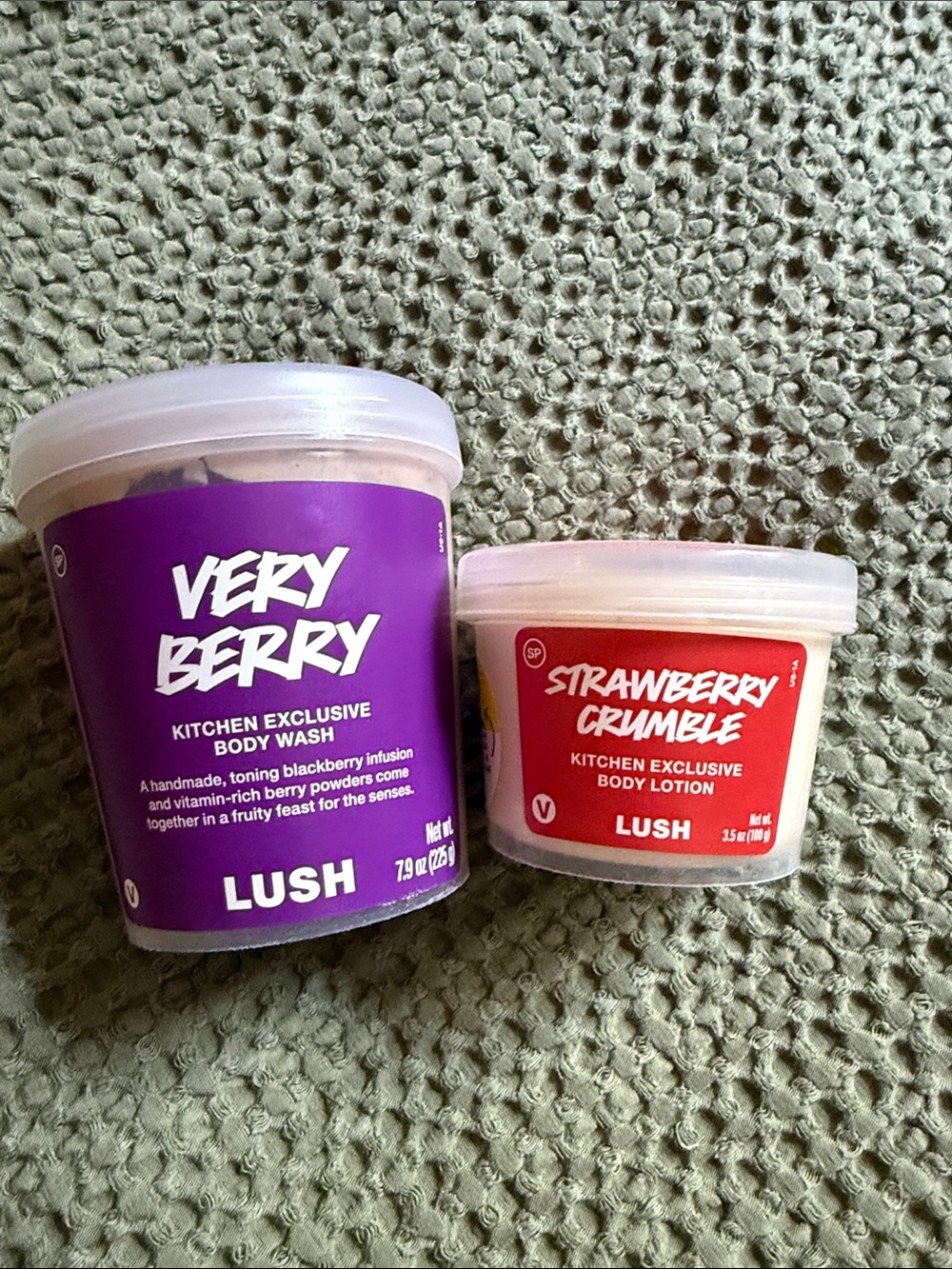 LUSH kitchen exclusive Very Berry & Strawberry Crumble Body wash and lotion